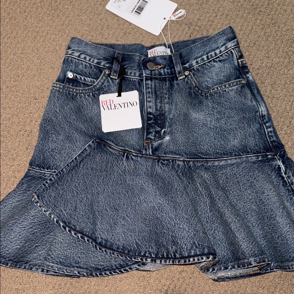 RED Valentino Flared Denim Mini Skirt